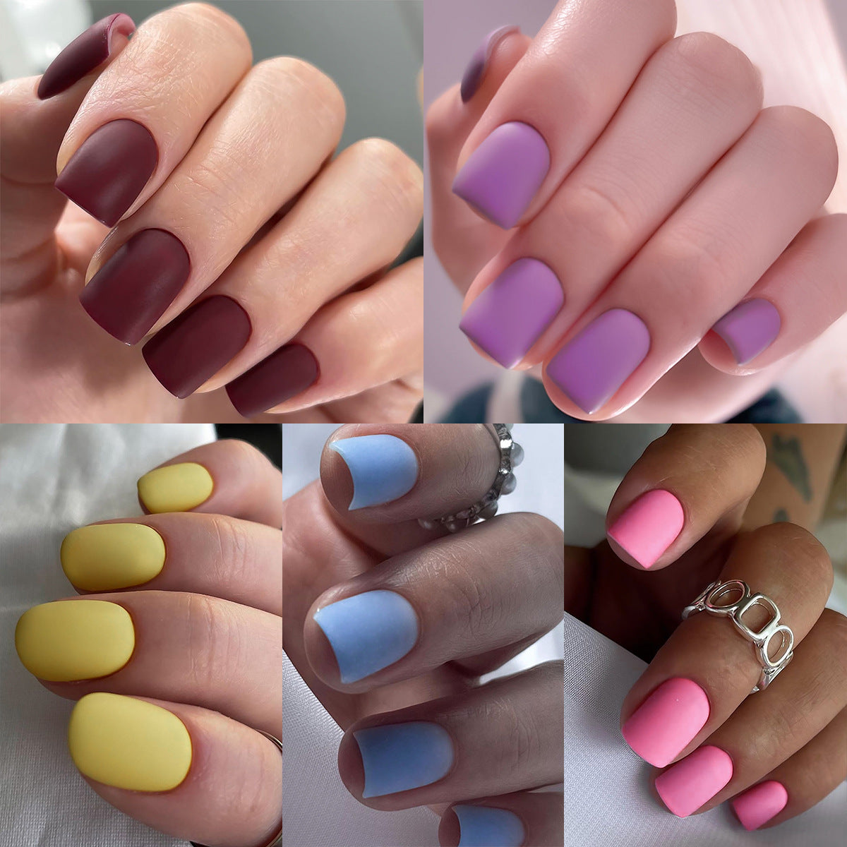 磨砂可拆式單色方形穿戴甲｜365nails
