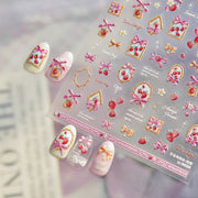 Strawberry & Bow: "Sweet Strawberry" – 5D Embossed Nail Sticker
