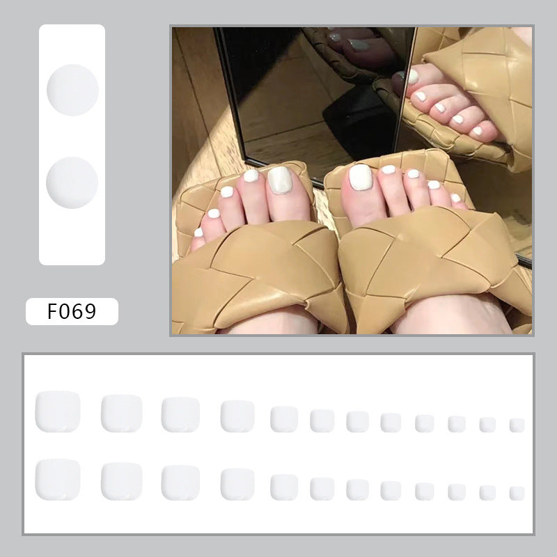 Uñas postizas blancas puras y simples, esmalte de uñas a presión, uñas postizas blancas brillantes, manicura portátil, 24 piezas en caja | 365nails