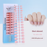 Nail Tips New  French press on nails 240 pieces boxed fake nail manicure work in progress matte full sticker French nail piece