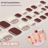 Semi-Cured Gel Nail Strips Gradient French Sheer Glitter Toe Design (MOQ=3)