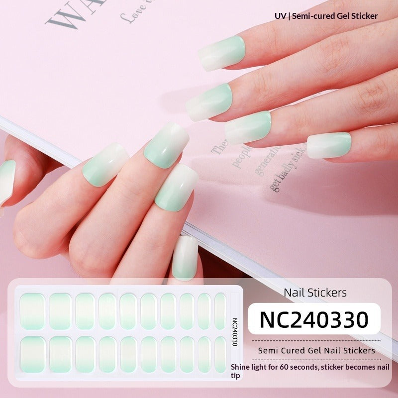Semi-Cured Gel Nail Strips Gradient Rainbow Pastel Glossy Design (MOQ=3)