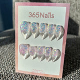 Aurora Glitter Dragon Claw Stiletto Clear Crystal Premium Handmade Dragon nail