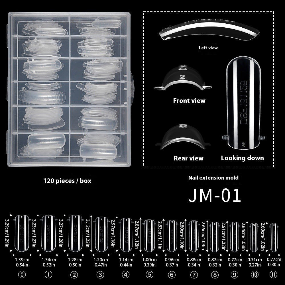 Nail Tips 120 transparent crystal nail molds, boxed with graduated crystal extension nail molds,  rapid phototherapy extension nail molds