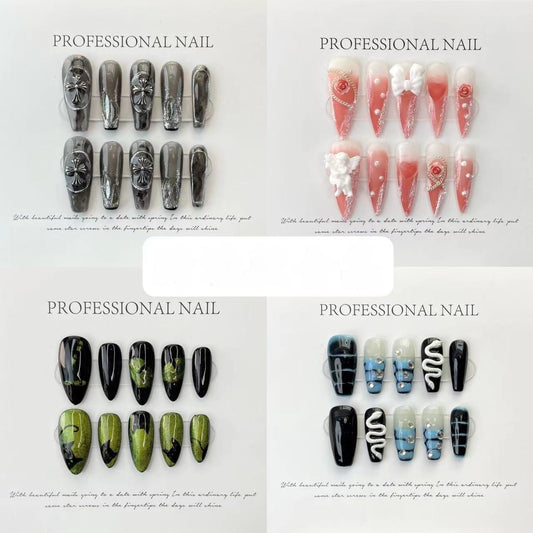 Collection Abstract Nail Art Sticker False Nail Detachable Finished Product Phototherapy Pure handmade press on nails Wear | 365nails