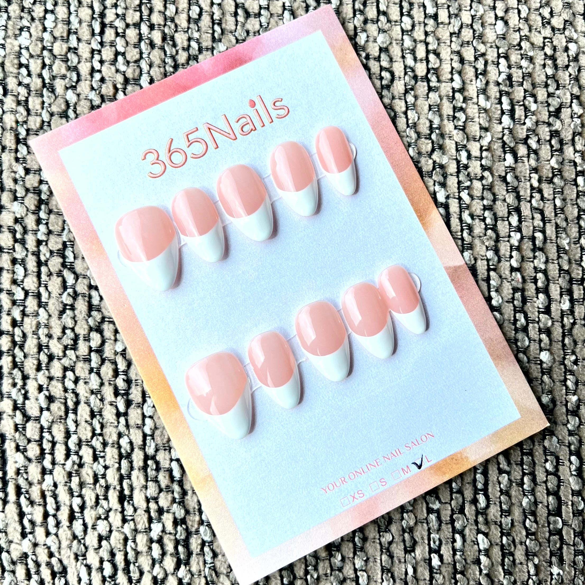 365nails: "Classic Blanc French" – Pure White French & Sheer Nude Handmade Almond Nails