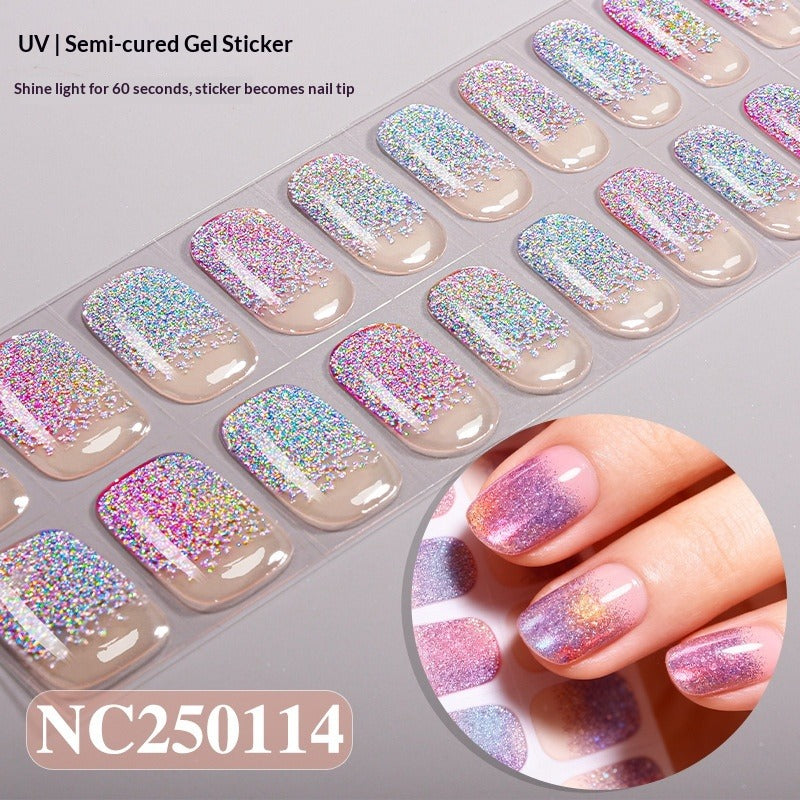 Semi-Cured Gel Nail Strips French Gradient Blush Watercolor (MOQ=3)