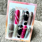 365nails: "Disco Diva" – 3D Rhinestone & Glitter Handmade Coffin Nails