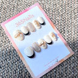 365nails: "Golden Era Edge" – 3D Gold Sculpture & Black French Handmade Squoval Nails