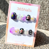 365nails: "Neon Bubble Galaxy" – 3D Clear Drops & Neon Flora Handmade Squoval Nails