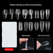 365nails 504 PEÇAS Unhas Postiças Meio-Fosco Seamless | Kit de Extensão de Unhas Ultrafinas com Vários Formatos