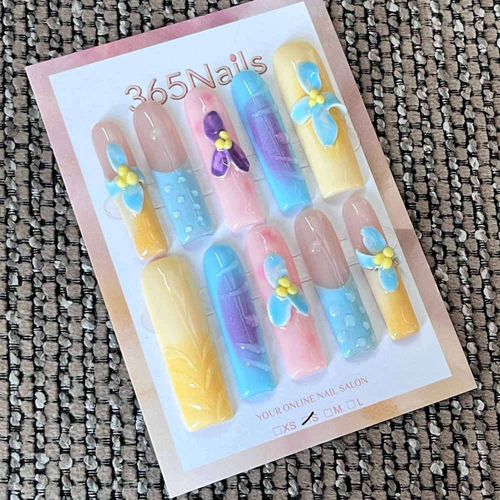 Butterfly Sherbet - Pastel 3D Press-On Nails