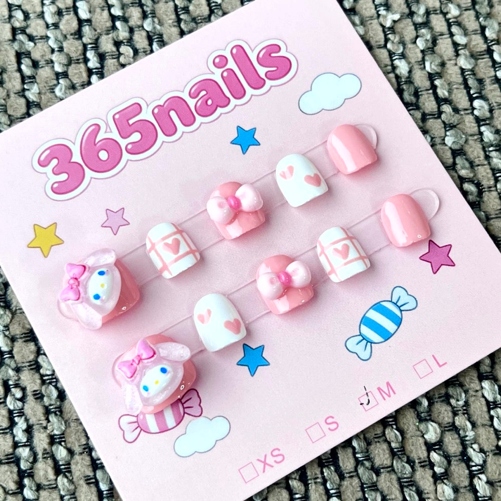 365nails: "My Melody's Candy Dream" – 3D Character Handmade Short Nails