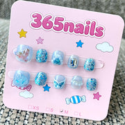 365nails: "Ocean's Whisper" – 3D Shell & Glitter Handmade Short Square Nails