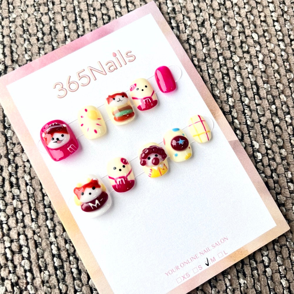 365nails: "Sweet Mornings" – 3D Character Short Square Nails