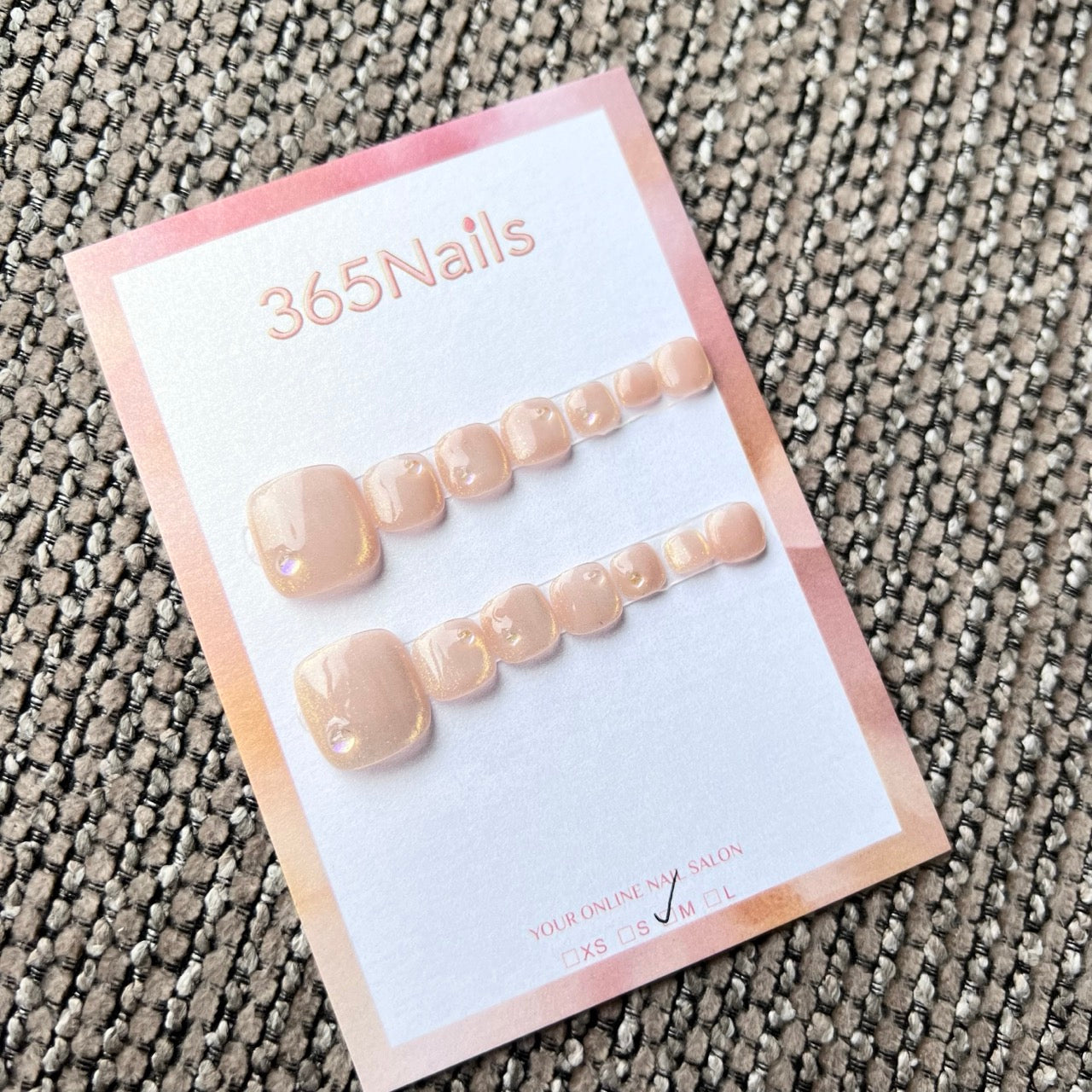 365nails: "glossy milky tea shimmer" – handmade press-on pedicure