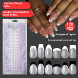 Nail Tips hot-selling nail pieces Frosted French, no-carving and grinding nail patches Prefabricated nail 120 pieces False nail wholesale
