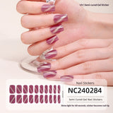 Semi-Cured Gel Nail Strips Sparkle Cat Eye Magnetic Glossy Design (MOQ=3)