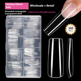 Nail Tips Amazon hot-selling nail pads plus rectangular nail pads, seamless transparent 360 pcs, boxed seamless fake nails