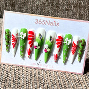 365nails: "Garden Party" – Unhas Stiletto Longas Florais e Borboletas 3D Feitas à Mão