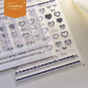Crystal Heart Plaid – Crystal Diamond Nail Art Accent Set