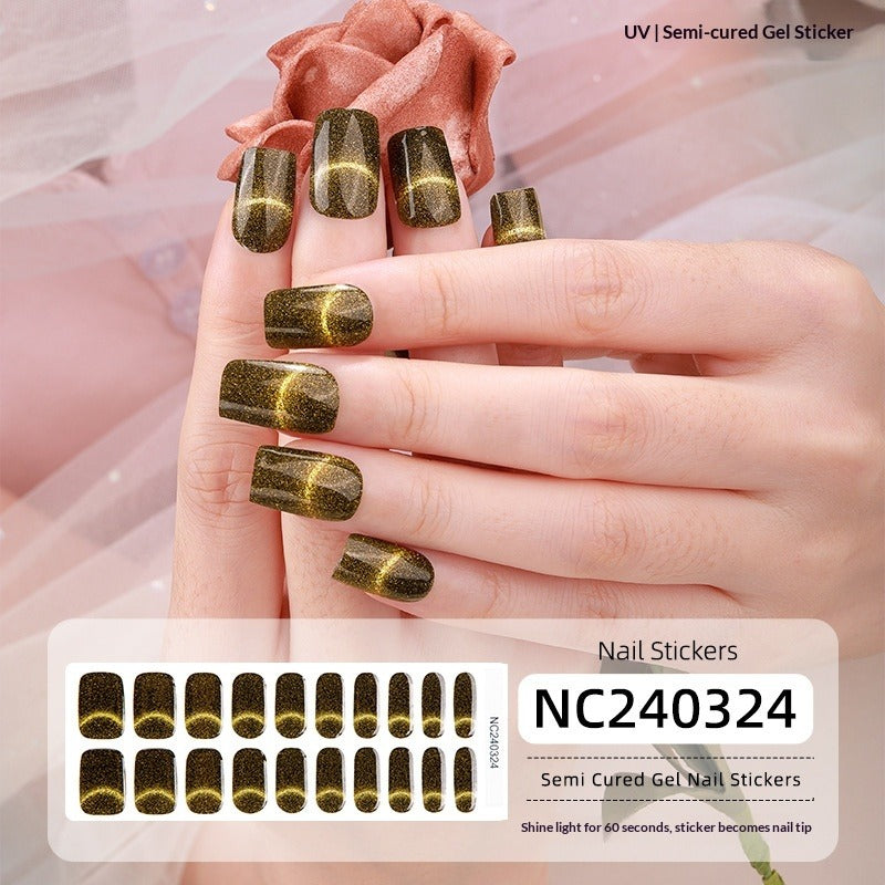 Semi-Cured Gel Nail Strips 3D Solid Color Metallic Glossy Set (MOQ=3)