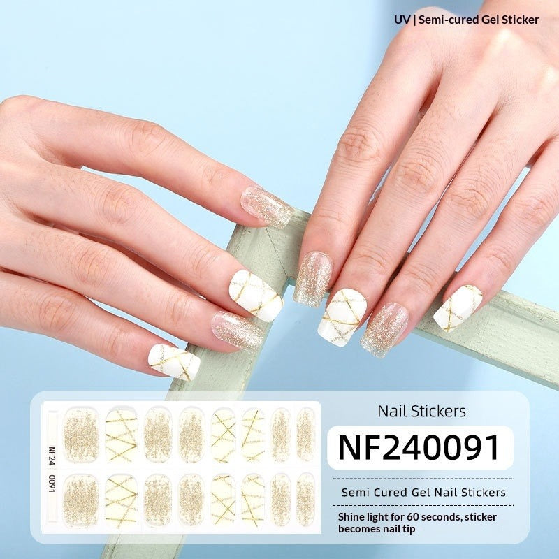 Semi-Cured Gel Nail Strips 3D Foil Glitter Glossy Design (MOQ=3)