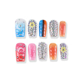 Starry Moon Candy Gradient × Full Rhinestone Medium Square Design Press On Nail