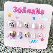 365nails: "Kitty Sparkle" – 3D Cat Character Handmade Short Square Nails