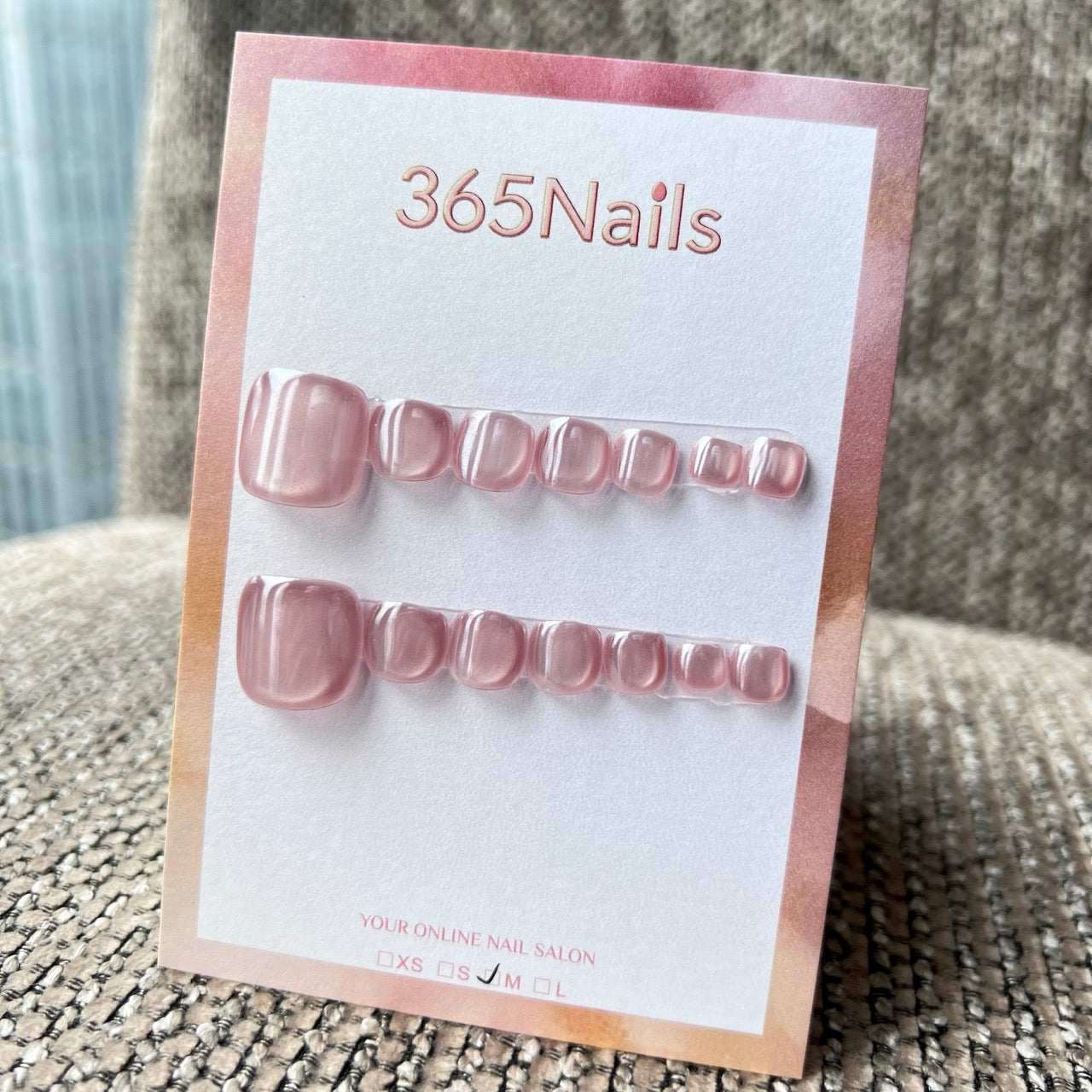 365nails：水感透粉果凍 — 手工製足部穿戴甲