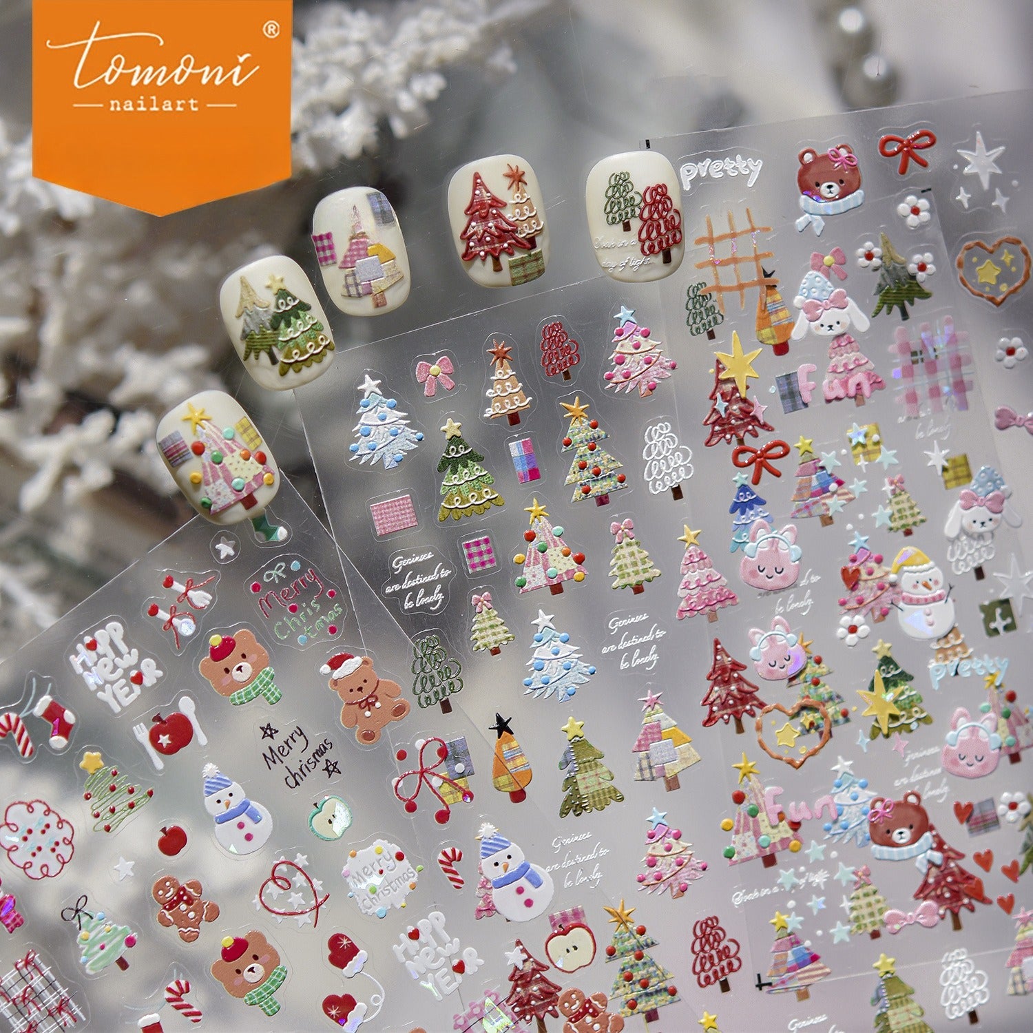 Christmas Sweet Party – Festive Bear Nail Art Stickers
