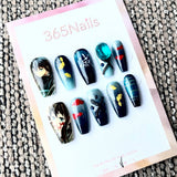 365nails: "Demon Slayer Mitsuri Kanroji" – Handmade short Trapezoid Press-On Nails