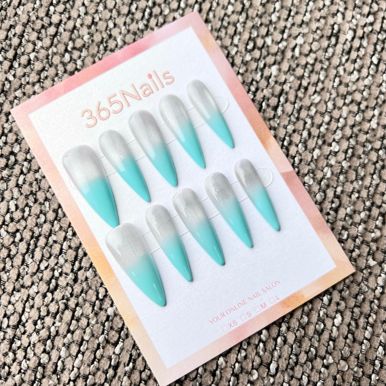 Cosmic Fatale: "Aqua Breeze" – Long Sharp Stiletto Handmade Press On Nails