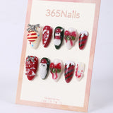 365Nails Reindeer, Wreath & Candy Stripe Almond Mix Set