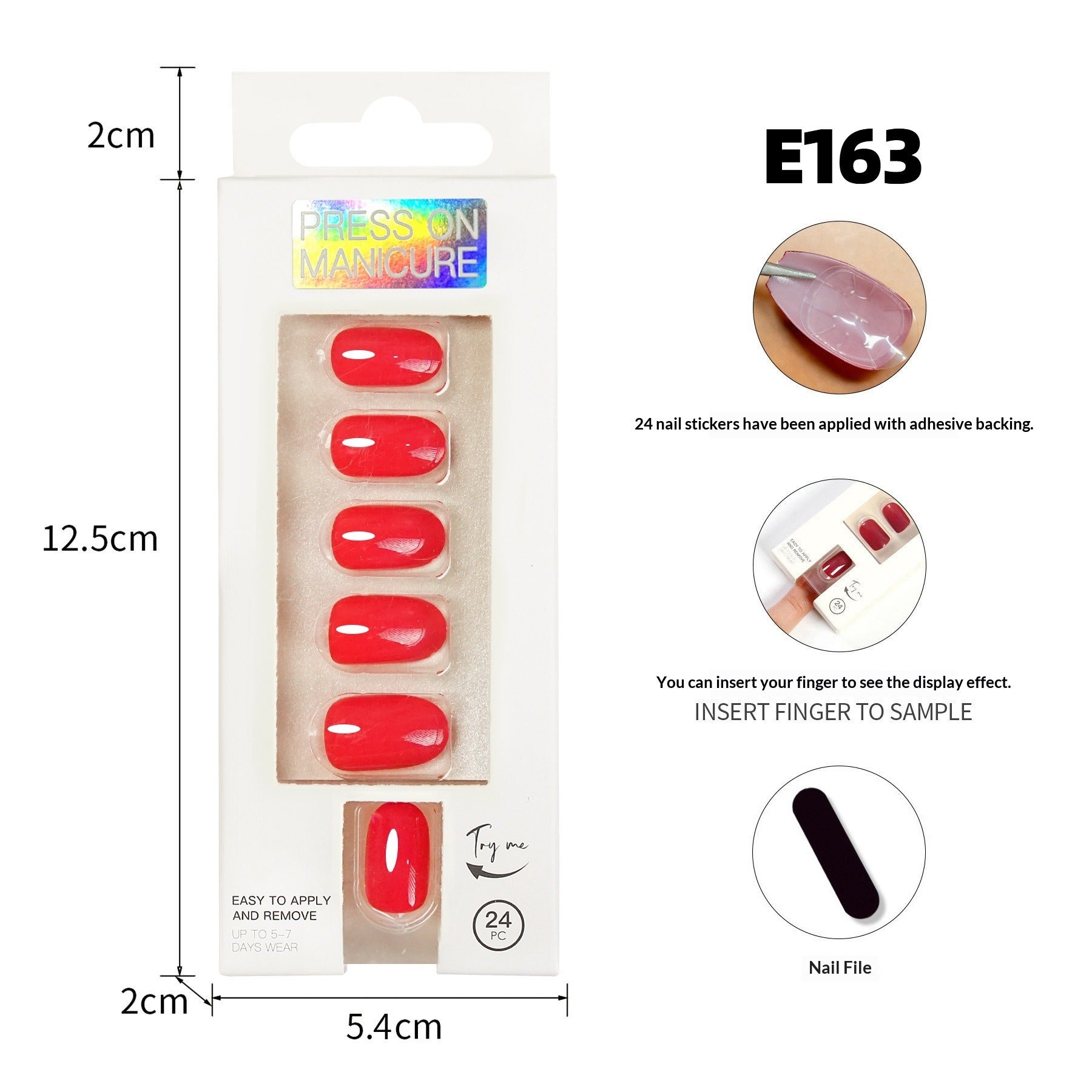 Wearable solid color nude round tip false nails, 24 pieces, neutral packaging