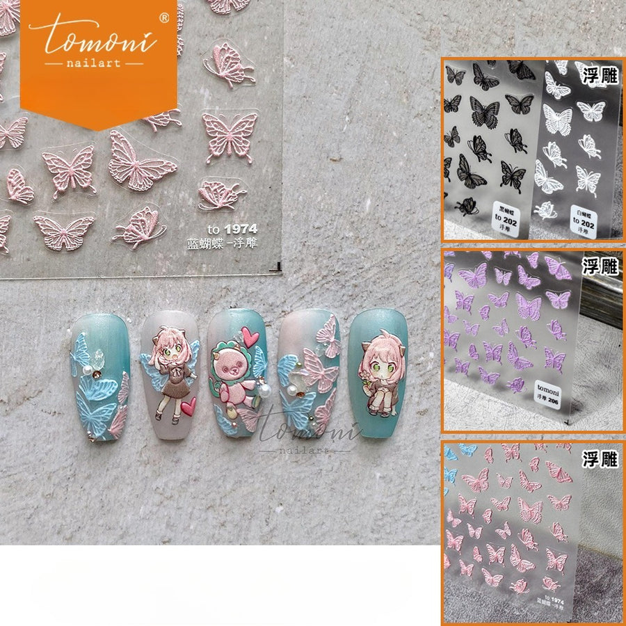 Blue & Pink Butterfly Flutter – Delicate Nail Art Set