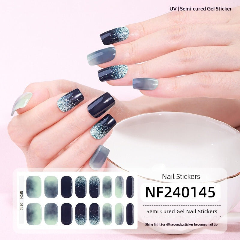Semi-Cured Gel Nail Strips French Gradient Soft Glossy Design (MOQ=3)