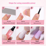 Press on nails Advanced Sense  French White Powder with Drill Finished Wearable Nail Removable Prefabricated Patch Nail Art