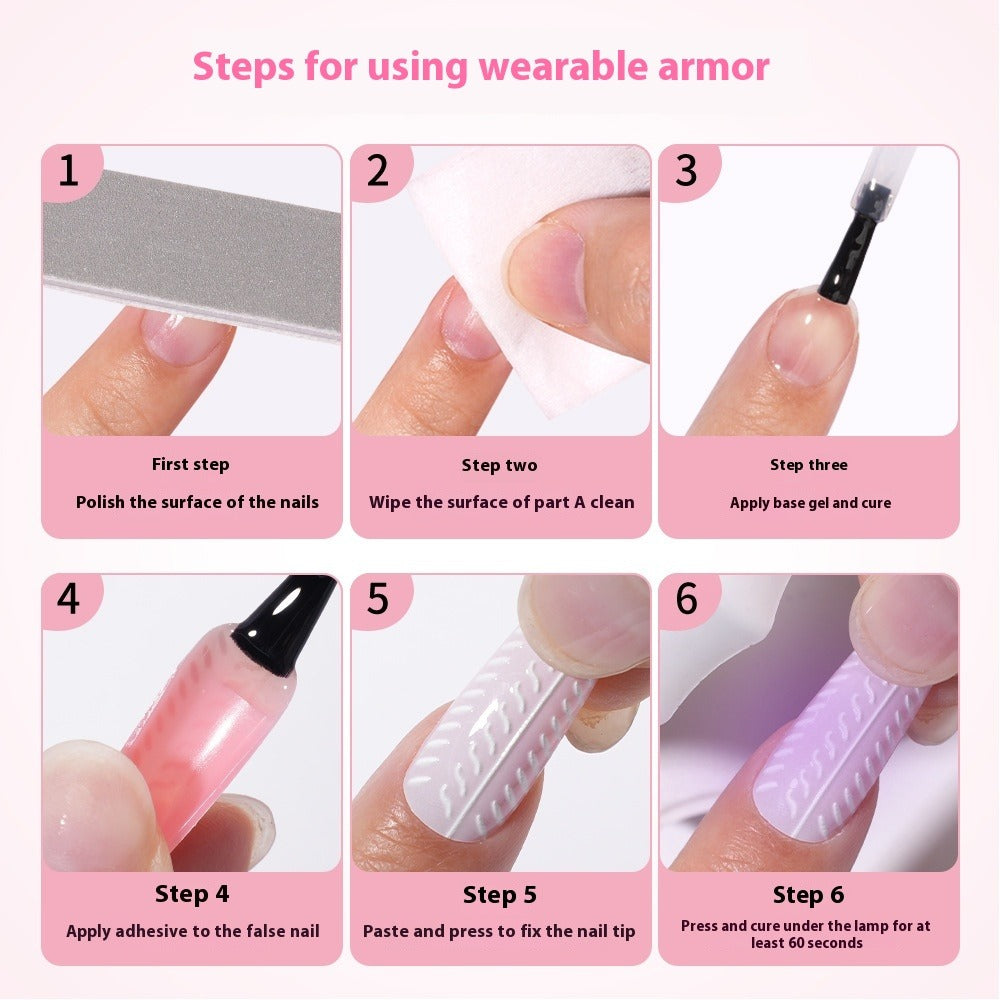 Press on nails Advanced Sense  French White Powder with Drill Finished Wearable Nail Removable Prefabricated Patch Nail Art