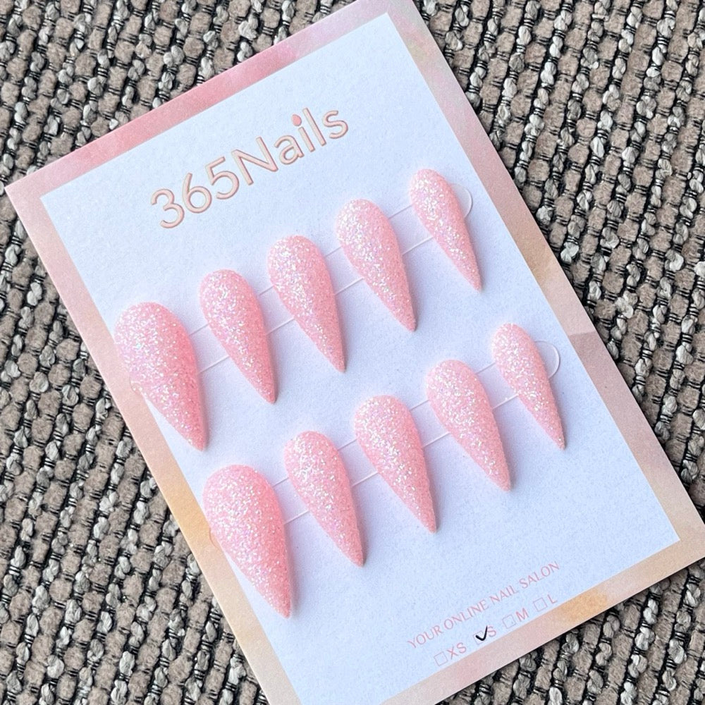 Pink Glitter Stiletto Press-On Nails