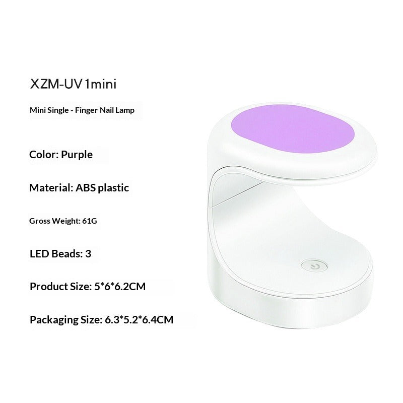 "Mini C-Shape Single Finger UV/LED Nail Lamp" - Fast Curing Press-On Tool