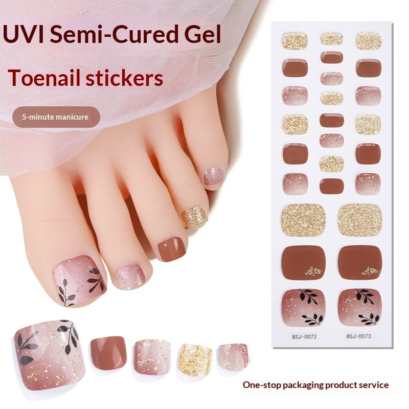 Semi-Cured Gel Nail Strips Elegant Brightening Glossy Toe Style (MOQ=3)