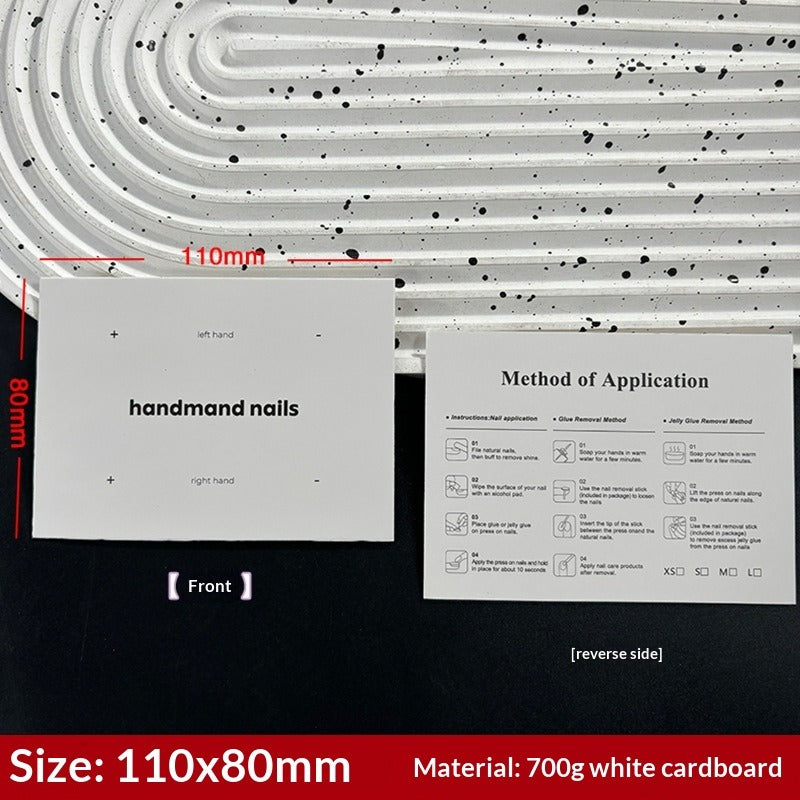Minimal White Display Cards for Handmade Press On Nails (MOQ=50)