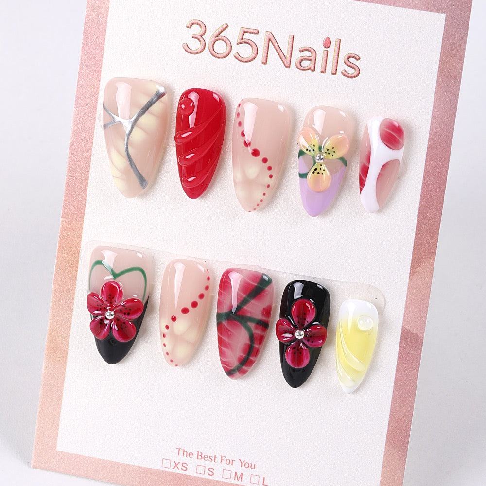 365Nails Ruby Bloom Mix Stiletto Press-On Nails