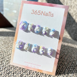 Sweet & Dopamine: "Mermaid's Sugar Beach" – Purple & Blue Gradient Sugar Texture, 3D Sea Foam, Pearls & Starfish Short Nails