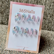365nails: "Ocean Mermaid Starfish Shell" – 3D Sea Metal Charm Handmade Long Stiletto Nails