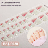 Semi-Cured Gel Nail Strips Toe Nails French Style Soft Pink Glossy Set (MOQ=3)