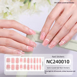 Semi-Cured Gel Nail Strips Soft Pink Gradient Glossy Natural Everyday Wear Set (MOQ=3)