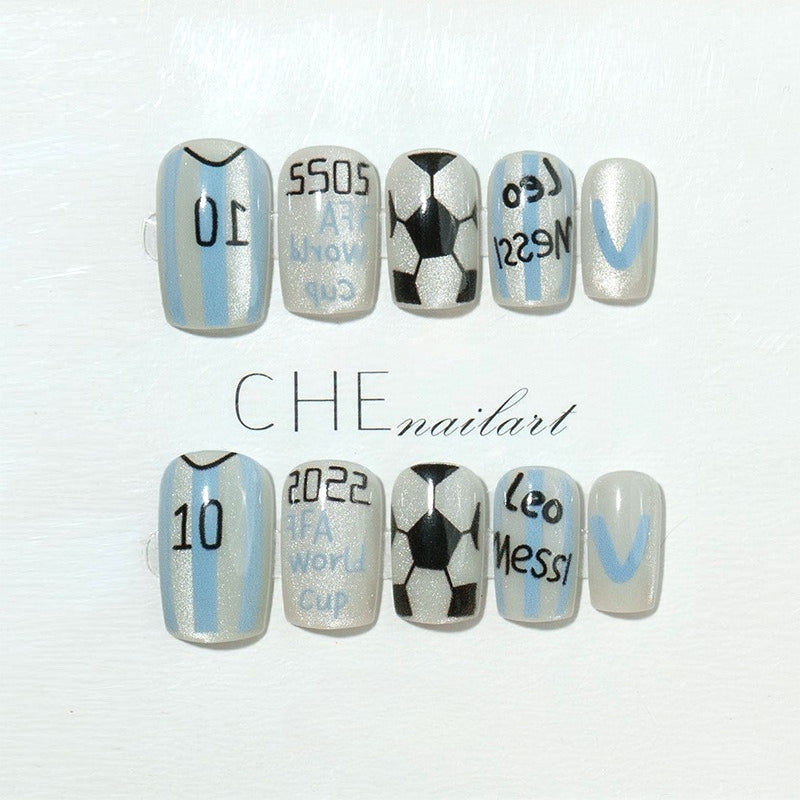 World Cup Argentina Messi #10 Fan Square Press-On Nails (Stylish/24pcs/Short Square)