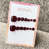 365nails: "Burgundy solid" – handmade press-on pedicure